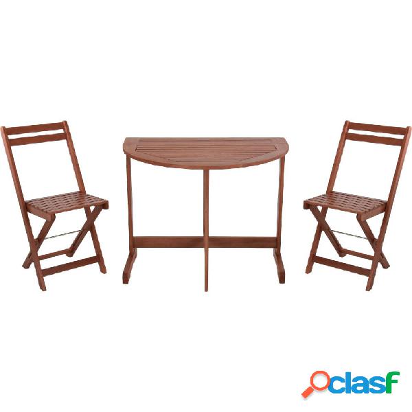 Set de mesa y 2 sillas de madera de acacia