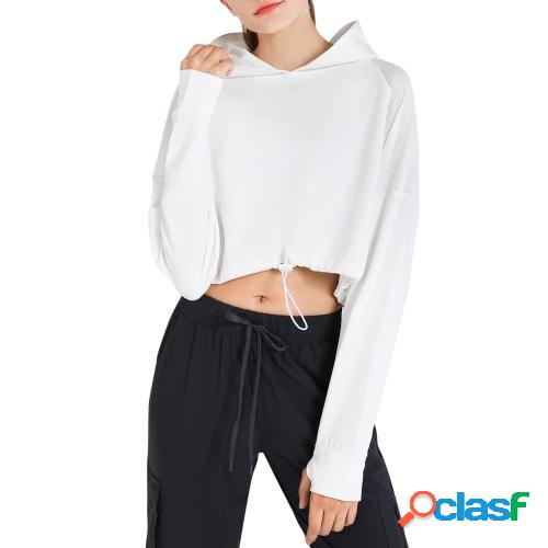 Sudadera con capucha para mujer Crop Tops con orificios para