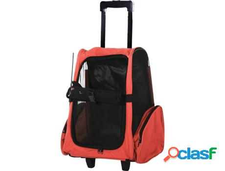 Transportín para Perros y Gatos PAWHUT 4 Ruedas (Rojo -