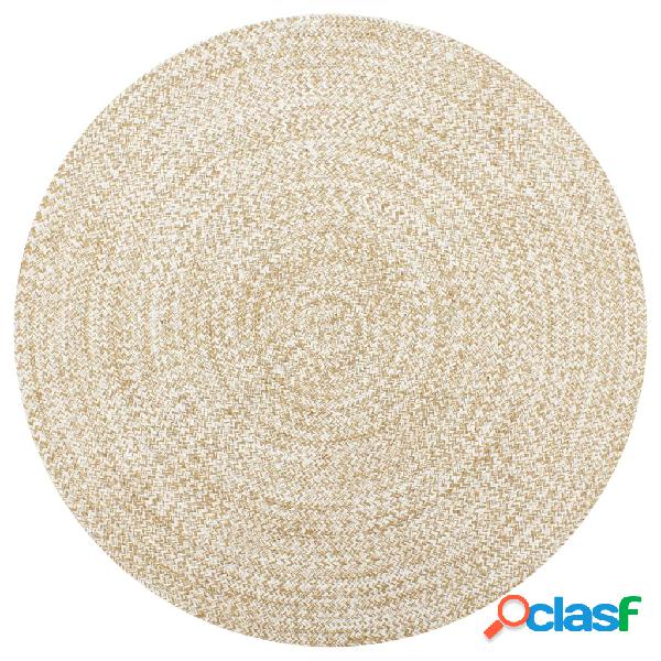 vidaXL Alfombra hecha a mano de yute blanca y natural 90 cm