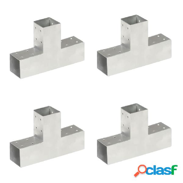 vidaXL Conectores de postes en T 4 uds metal galvanizado