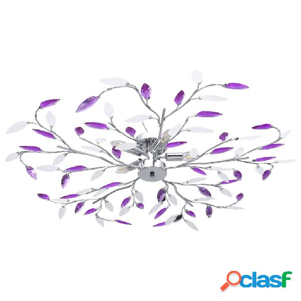 vidaXL Lámpara de techo brazos cristal forma hoja 5