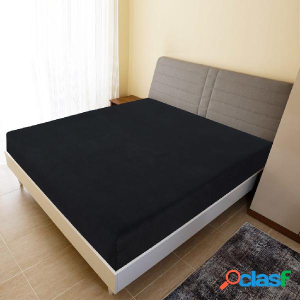 vidaXL Sábanas bajeras jersey 2 uds algodón negro 140x200