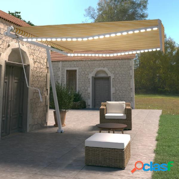 vidaXL Toldo automático LED sensor de viento amarillo
