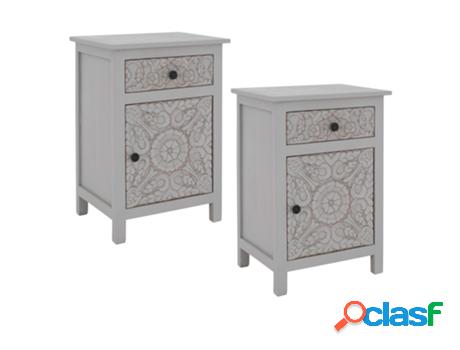 2X Mesita Noche Madera Maciza Berreiro Mesita Auxiliar