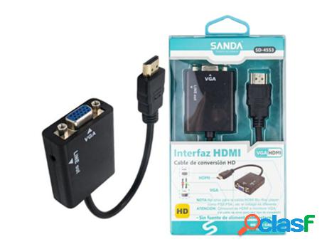 Adaptador Hdmi Para Vga Com Áudio Sanda Sd-4553 (Negro)