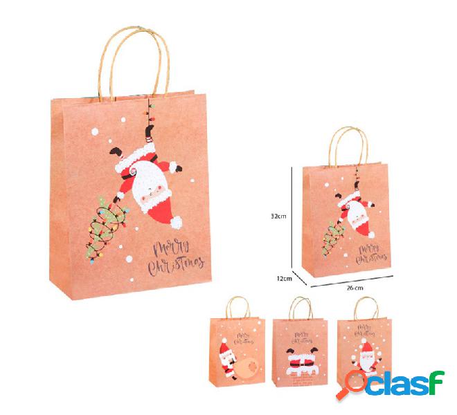 Bolsa Regalo Navidad Kraft de 26x32x12 cm en modelos
