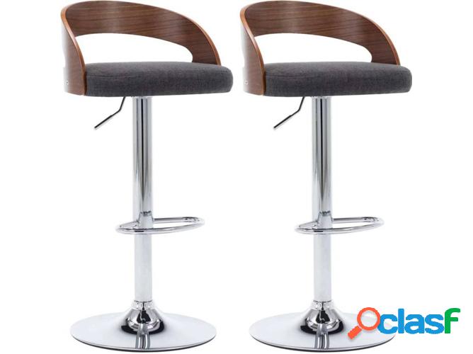 Conjunto 2 Sillas de Bar VIDAXL Tejido y Madera Curvada Gris