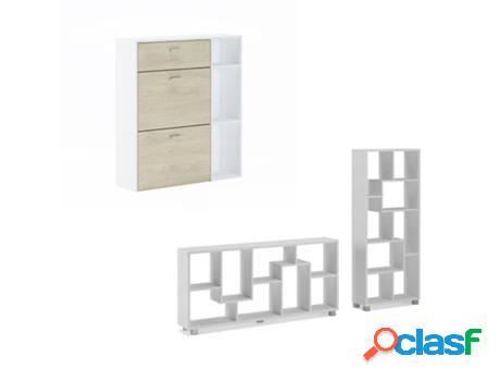 Conjunto Muebles de Salón SKRAUT HOME Melamina Blanco