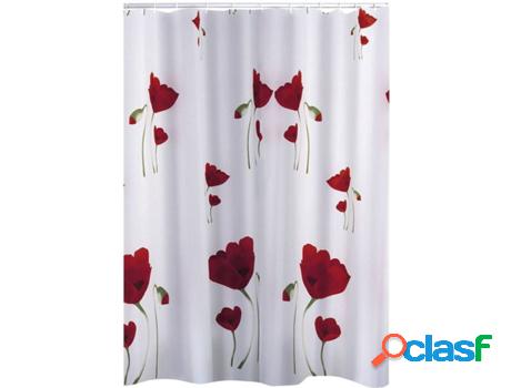 Cortina de Ducha RIDDER Mohn (Tejido - 180x200 cm - Rojo)