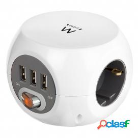 Ewent Ew3939 Regleta Cubo 3 Tomas Shucko + 3