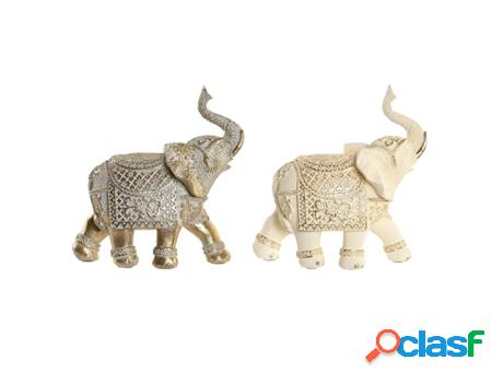 Figura Decorativa DKD HOME DECOR Elefante Bege Marron Resina