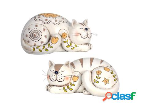 Figura Gato 2 Unidades BLANCO de Resina 10*15*23cm Figura de