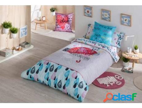 Funda Nórdica TEJIDOS EL MUNDO Raining Azul 90 cm