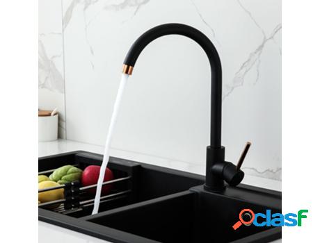 Grifo Monomando Cocina Fregadero Zen Negro Oro Rosa