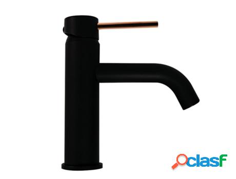 Grifo Monomando De Lavabo Zun Negro Oro Rosa