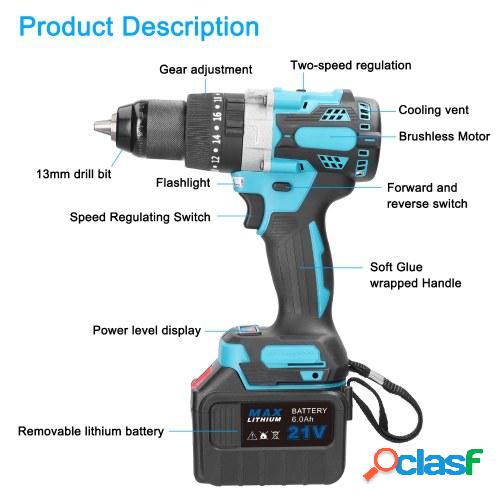 Hogar 3in1 Multifuctional 13mm Impact Drill 21V 120Nm