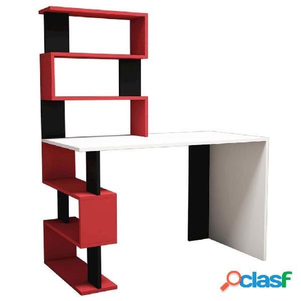 Homemania Escritorio Snap blanco negro y rojo 120x60x148,2