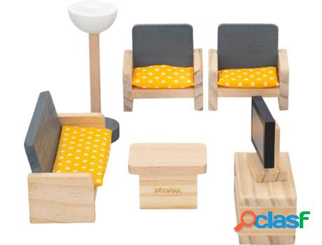 Muebles de Madera WOOMAX Set Salón Casa De Muñecas (Edad