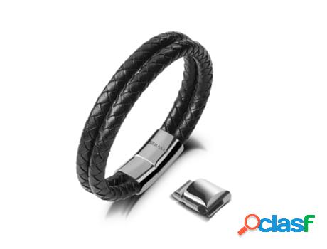 Pulsera SERASAR Double (Cuero y Acero Inoxidable Magnetico -