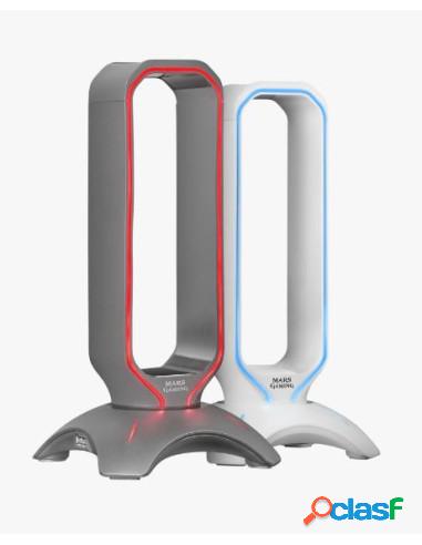 SOPORTE AURICULAR MARS GAMING MHHX USB 2X2.0 LED RGB FLOW