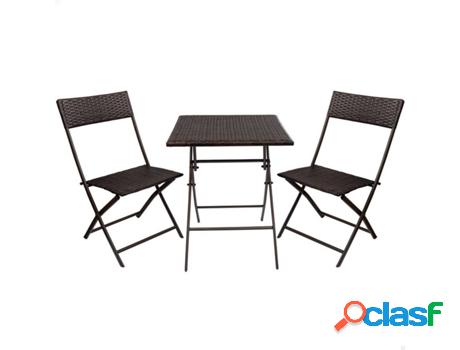 Set Mesa + Sillas de Terraza AKTIVE Marrón (60x60x72 cm -