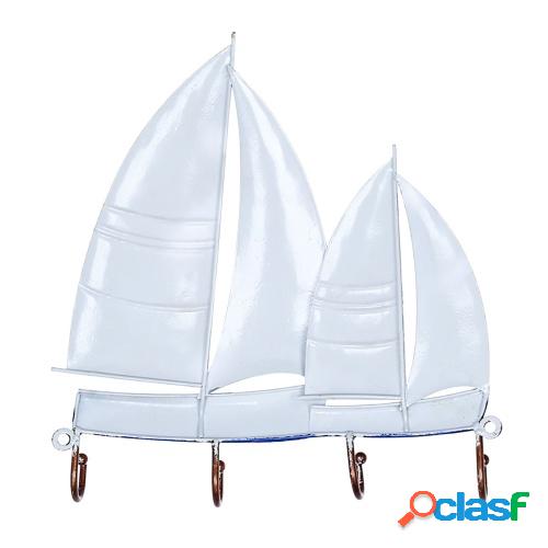 Tooarts Velero Gancho de pared Percha de hierro 4 Ganchos