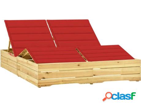 Tumbona Doble VIDAXL con Cojines (Rojo - Madera - 198x135x75