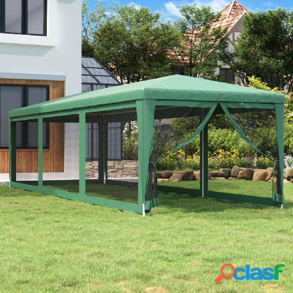 vidaXL Carpa para fiestas con 8 paredes de malla HDPE verde