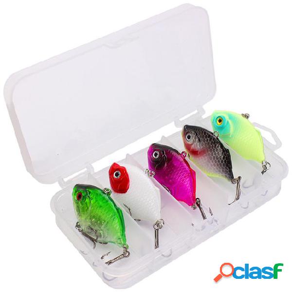 1 box + 5-color 4.5cm 9g vib plastic hard baits & lures