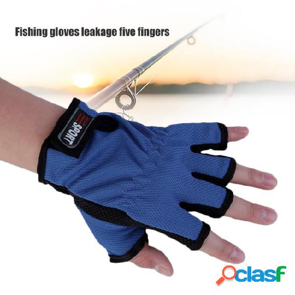 1 pair half finger design fishing gloves durable anti-slip