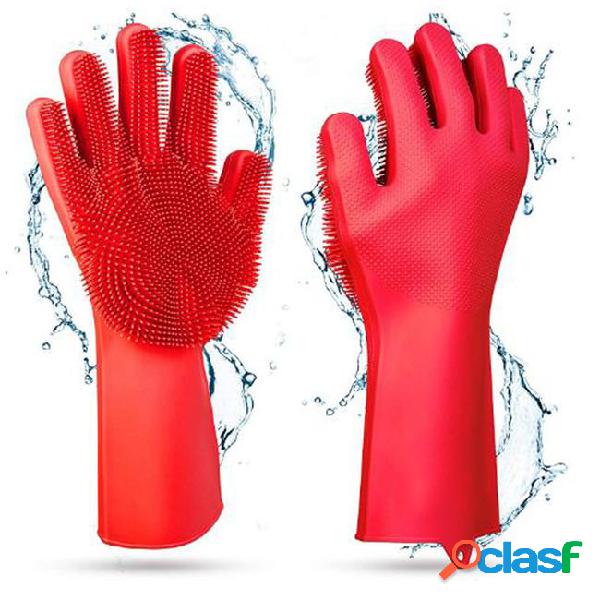 1 pair silicone magic dish washing gloves eco-friendly