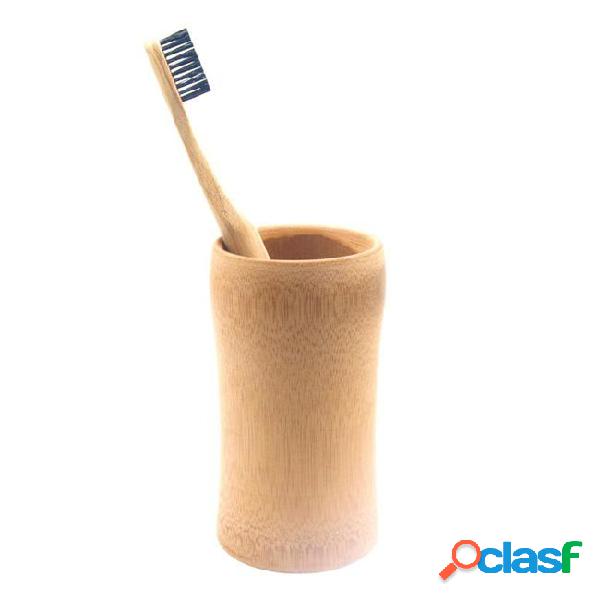1 piece pillar style with cup black toothbrush wood bamboo