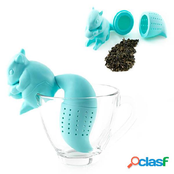 1 piece squirrel shaped silicone tea strainer ball finders