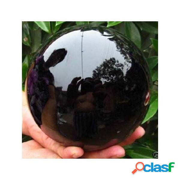 100mm+stand- natural black obsidian sphere large crystal