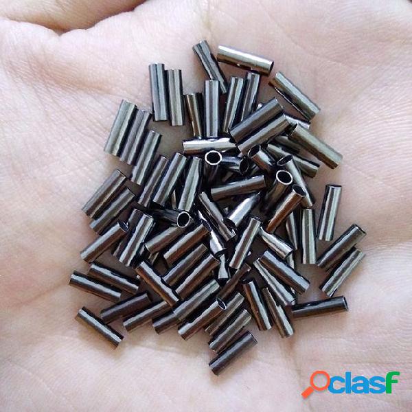 100pcs black round copper fishing tube fishing wire pipe