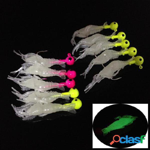 10pcs multi-colored 5cm 5g luminous shrimp leads hook
