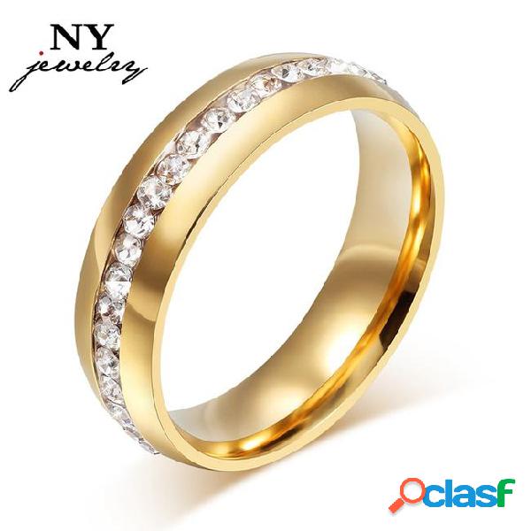 18k gold plated crystal wedding rings for wome stainless