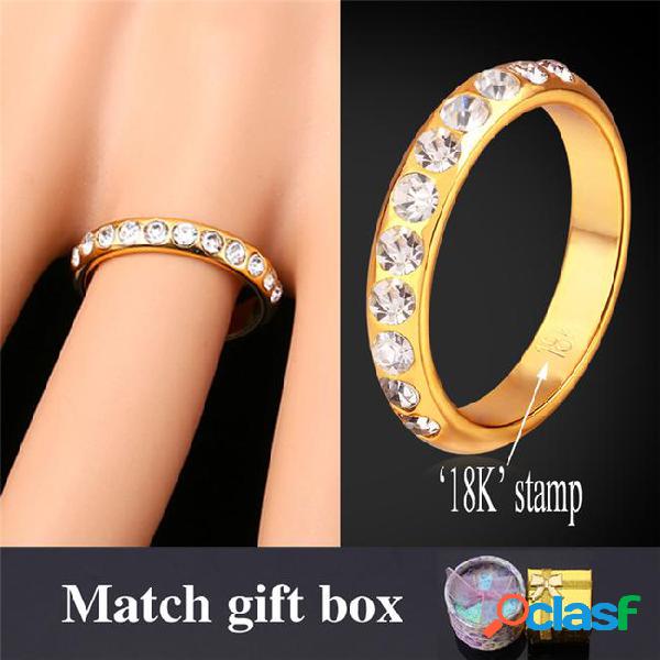 18k real gold plated unisex band couple ring with gift box