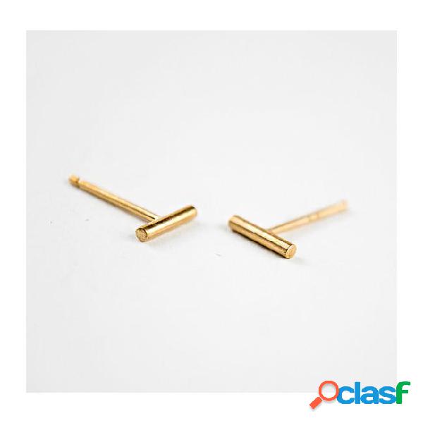 1pair- s005 gold silver plated tiny bar stud earring unique