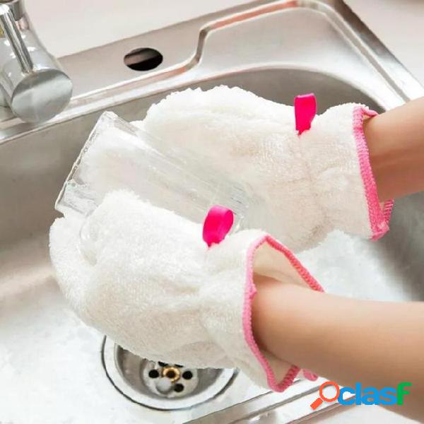 1pc waterproof rag white antislip dish washing glove for