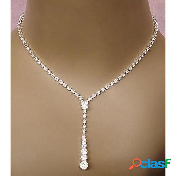 2018 bling crystal bridal jewelry set silver plated necklace