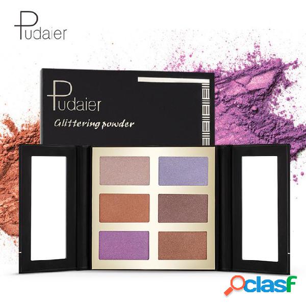 2018 new pudaier 6-color high-gloss powder eyeshadow tray