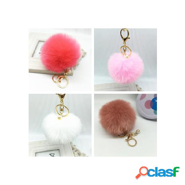2019 cute faux rabbit fur ball plush key chain for car key