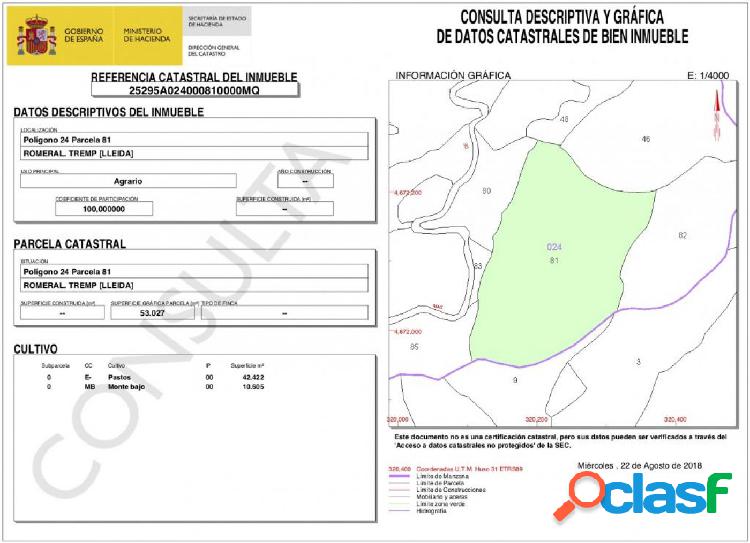 23 hect\xc3\xa1reas de terreno en Eroles