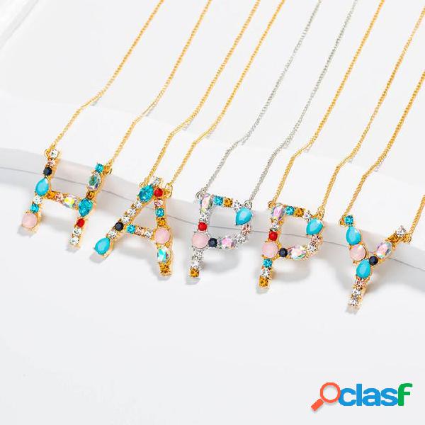 26 alphabet letter pendant necklaces multicolor cubic