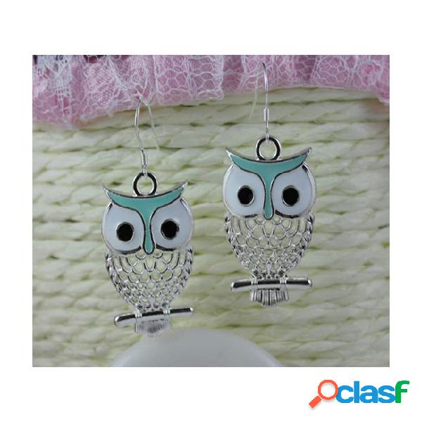 30pair plated silver blue enamel owl charms 925 sterling