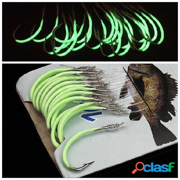 30pcs/pack 12-18# luminous lures hook (with fishing line)