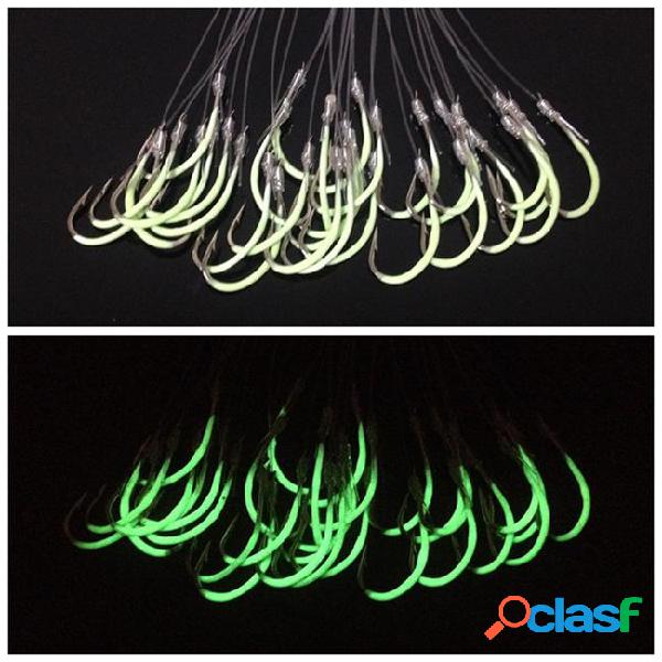 30pcs/pack 12/14/16# luminous lures hook (with fishing line)