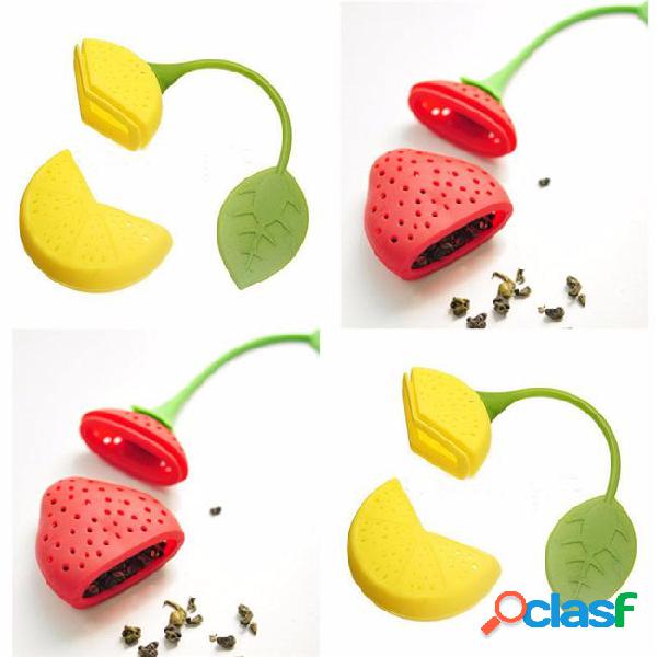 4pcs silicone tea ball bag strainer strawberry herbal spice